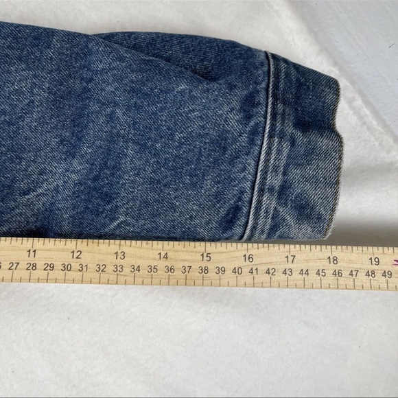 Vintage Levi’s Sherpa Lined Denim Trucker Jacket Orange Tab Size 44 USA Made - Picture 10 of 16